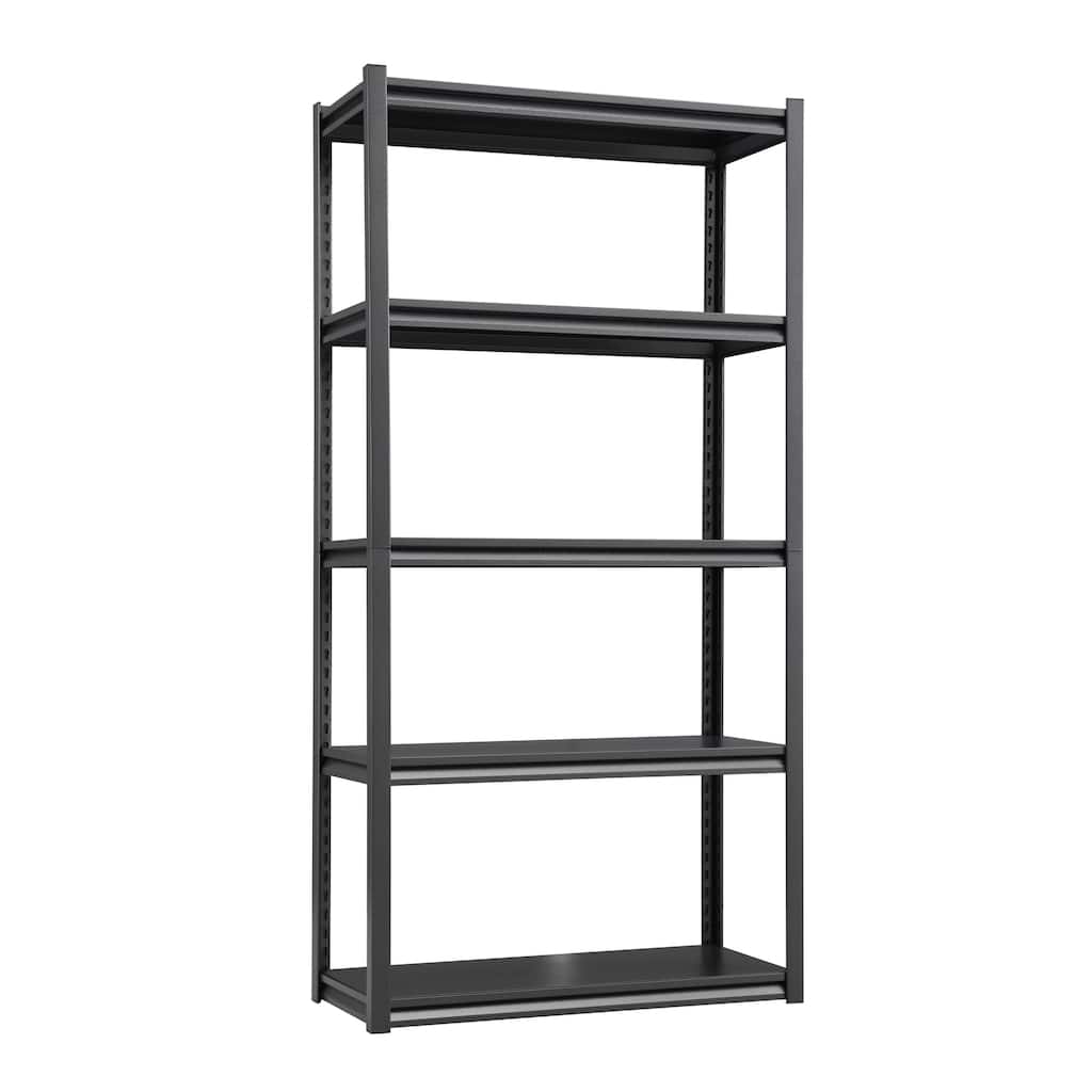 72'' Black Metal Shelves Pantry Organizer Storage Adjustable