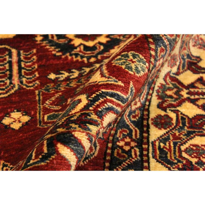 Tribal Super Kazak Sullivan Red/Gold Hand Knotted Wool Rug - 3'11'' x 6'2''