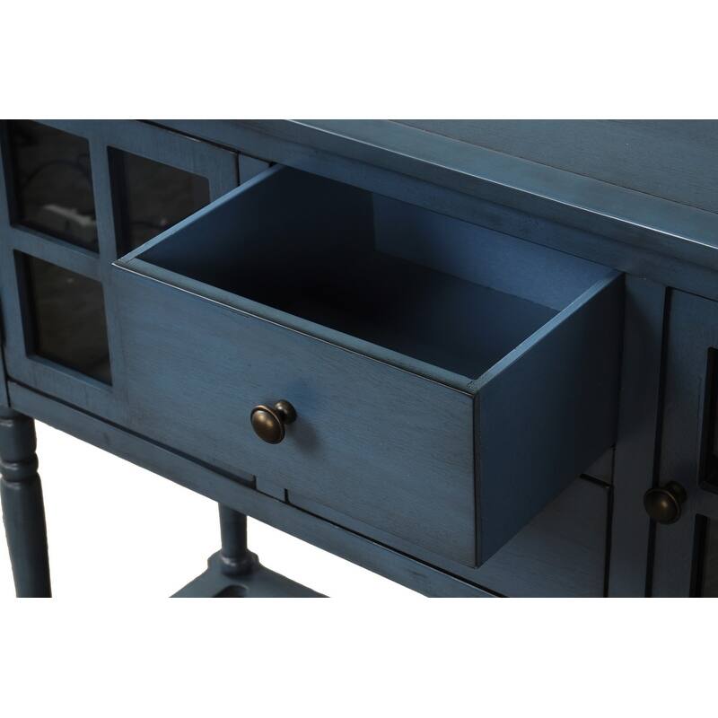 Farmhouse Sideboard with Glass Cabinets & Drawers - Rustic Console Table for Dining Room & Living Room
