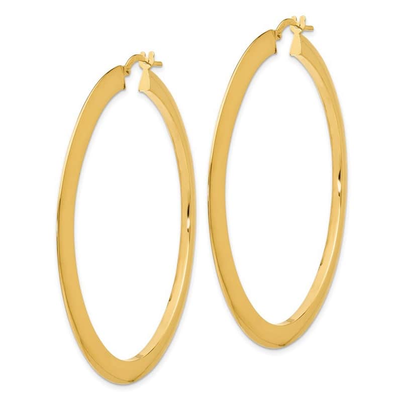 Curata 14k Yellow Gold Polished Razor-edged 1x52mm Hoop Earrings