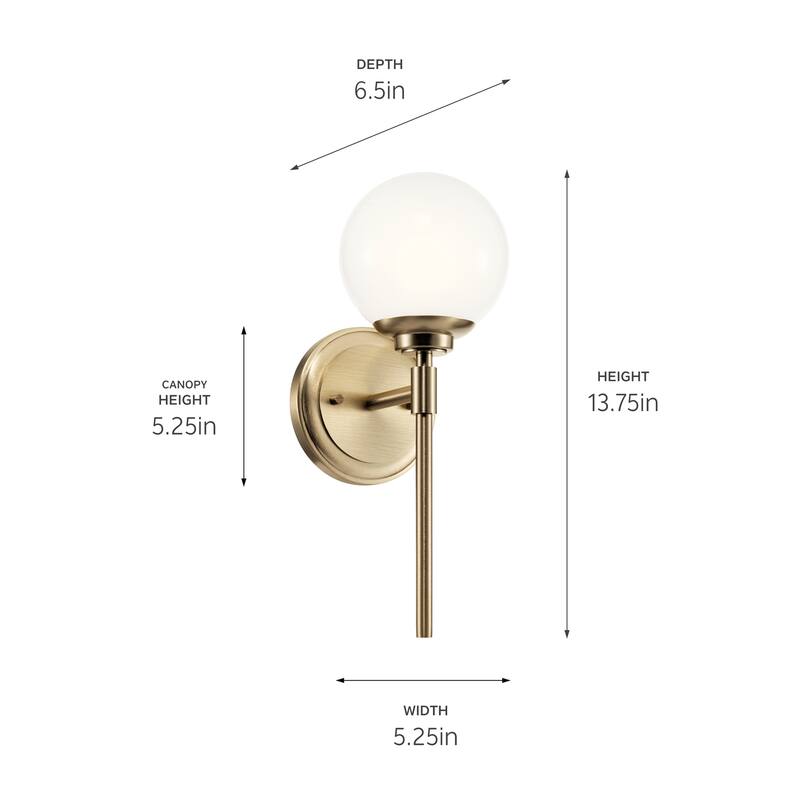 Benno 1-Light Wall Sconce with Opal Glass Shade