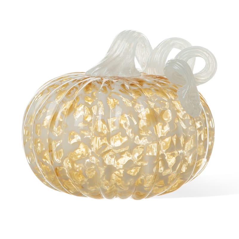 Glitzhome Fall Harvest Amber Dots Glass Pumpkin Thanksgiving Decorating