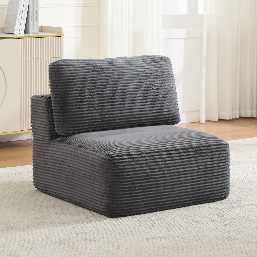 Modular Sectional Sofa Corduroy Fabric Upholstery Armless Chair