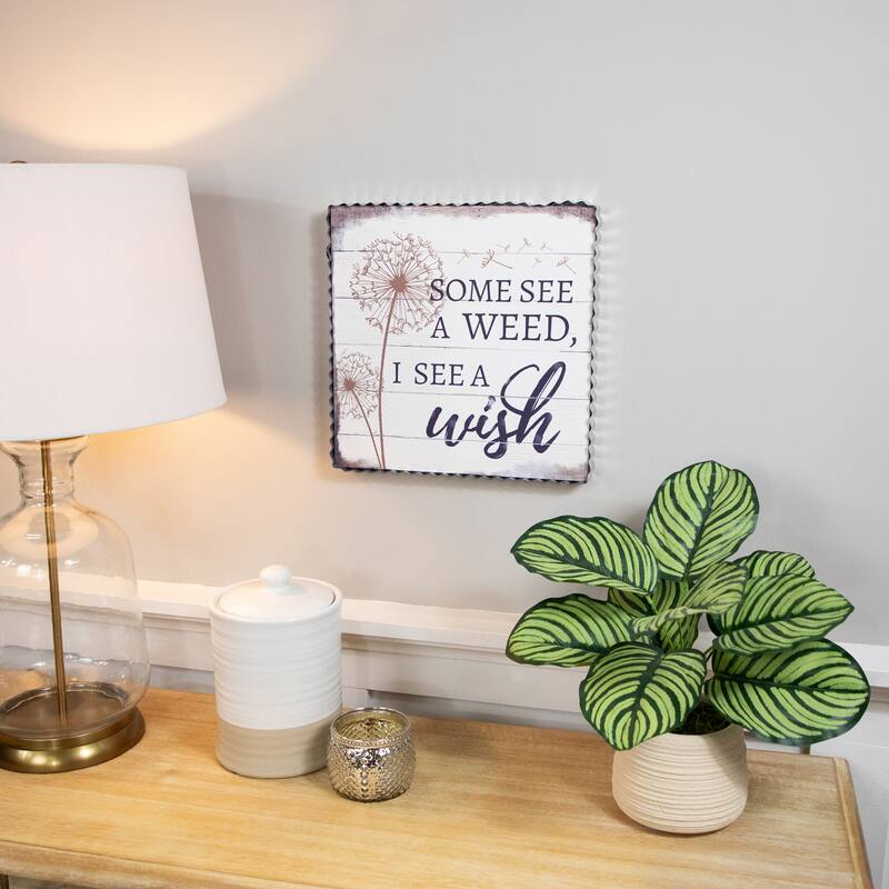 "Some See A Weed" Dandelion Framed Canvas Wall Art - 12"