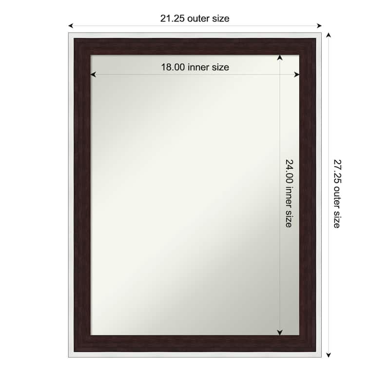 Maya Non-Beveled Framed Wall Mirror - 21 x 27 in - Maya Espresso Silver