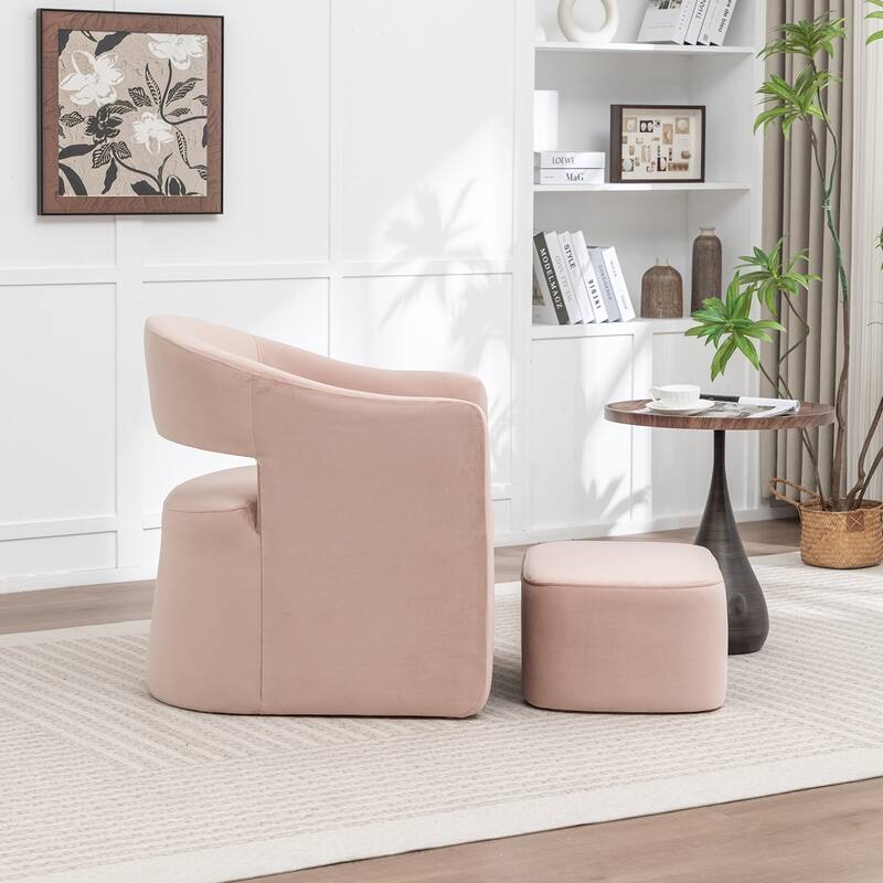 SEYNAR Modern Glam Velvet Accent Armchair Open Back with Ottoman
