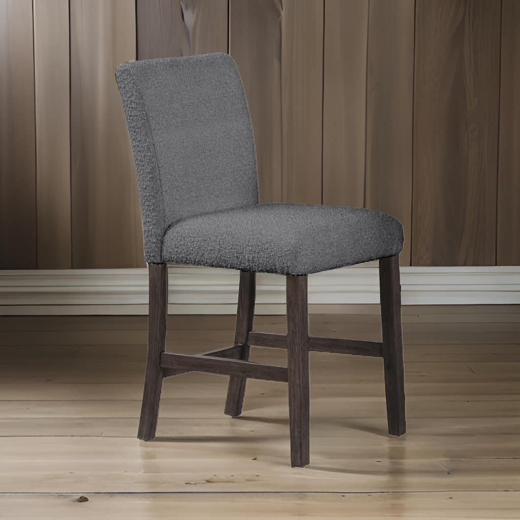 Ghy 25 Inch Dining Side Chair Set of 2, Gray Textured Upholstery, Brown