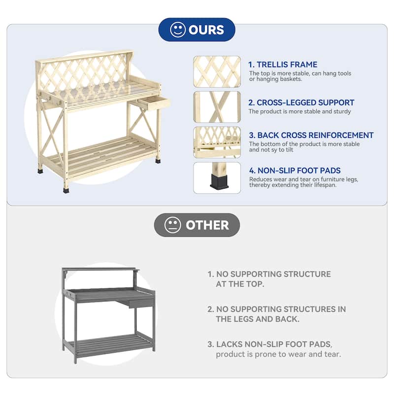 Moasis Outdoor Garden Work Bench Station Table - 41"