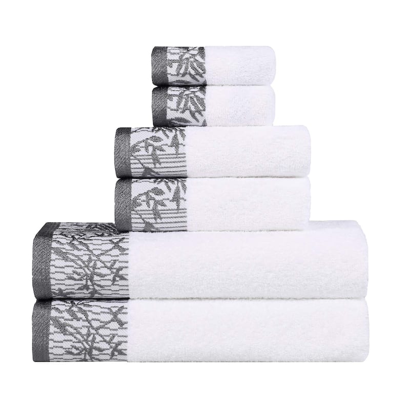 Superior Wisteria Cotton Floral Jacquard 6 Piece Bathroom Towel Set