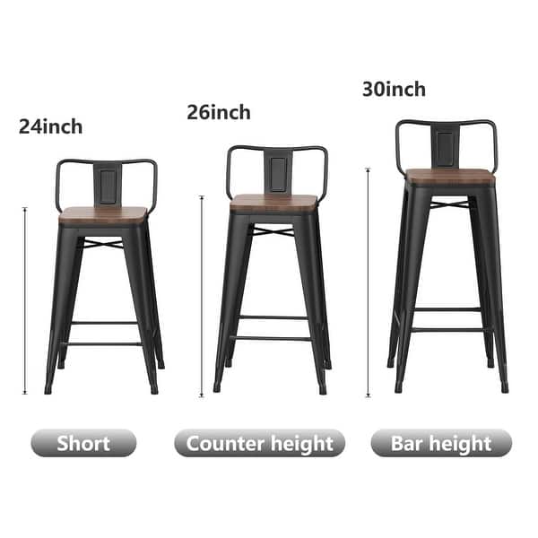 dimension image slide 1 of 5, bar stools with backs set of 4 Counter Bar Stools with Wood metal stools