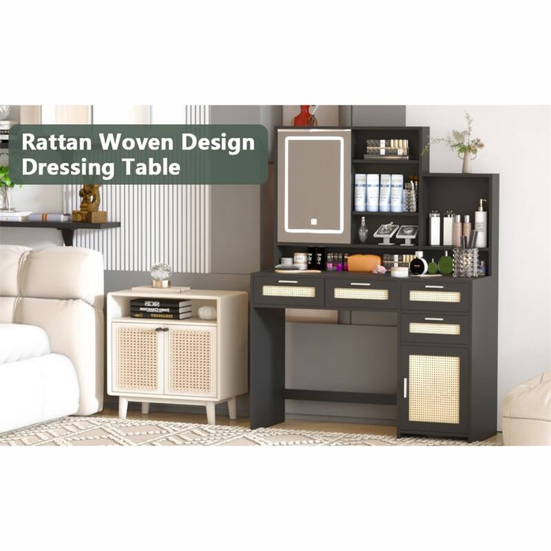 Makeup Vanity Desk with Lights in 3 Colors & Openable Mirror