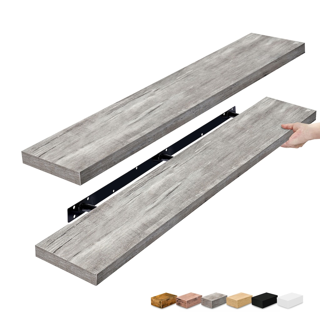 Sorbus Floating Shelves for Wall - 55 Inch Extra-Long Bathroom Shelves - Mounted Floating Shelf with Hidden Brackets (2 Pack)