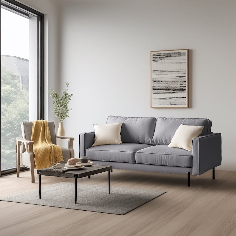 Barbett 70'' Linen Square Arm Sofa - Light Grey