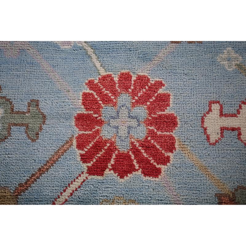 Blue Light Oushak Oriental Area Rug Handmade Wool Carpet - 8'0"x 10'0"
