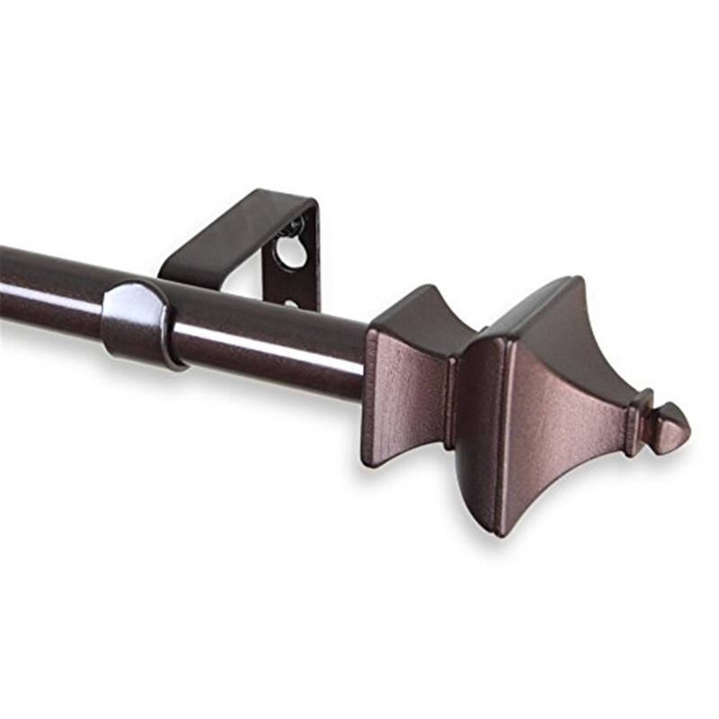 Decorative Curtain Rod - Adjustable 48-84 Inch Rod with Brackets & Hardware - Cocoa Finish - 84