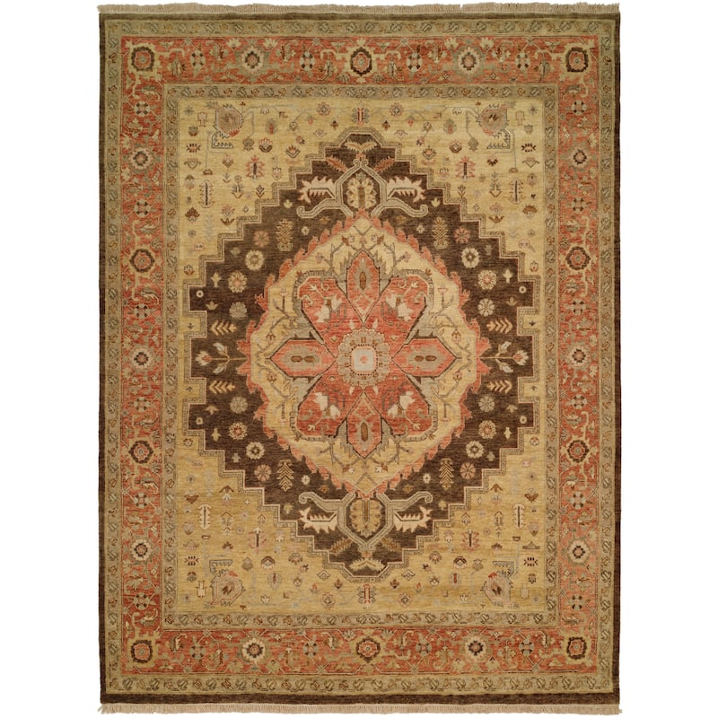 Traditional Multi-Colored Hand-Knotted Wool Area Rug - 6' x 9' - Multi-Colored