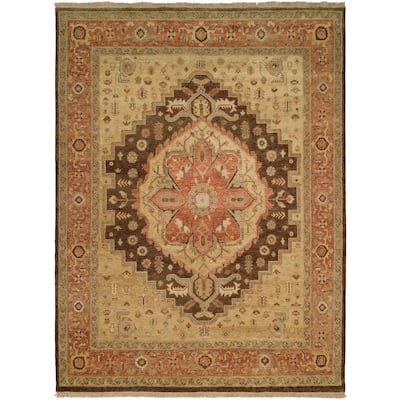 Traditional Multi-Colored Hand-Knotted Wool Area Rug
