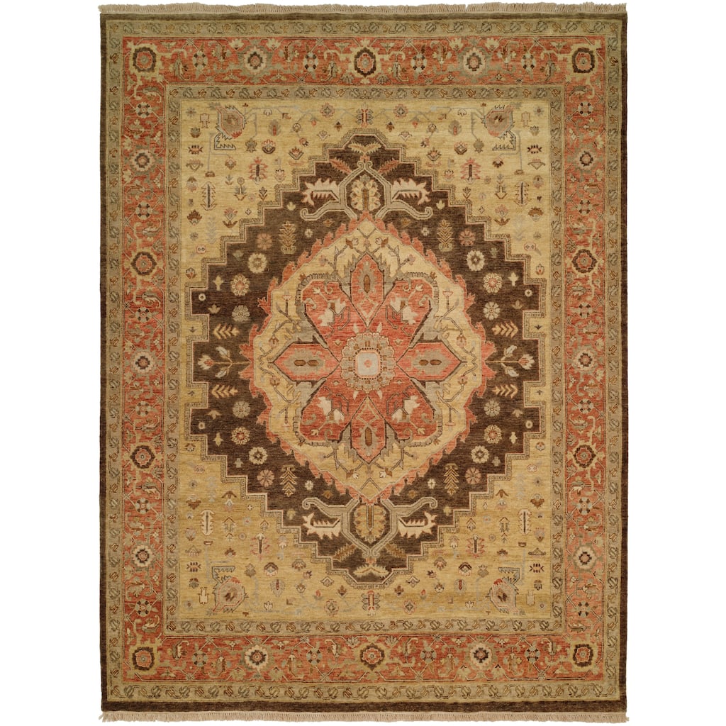 Traditional Multi-Colored Hand-Knotted Wool Area Rug