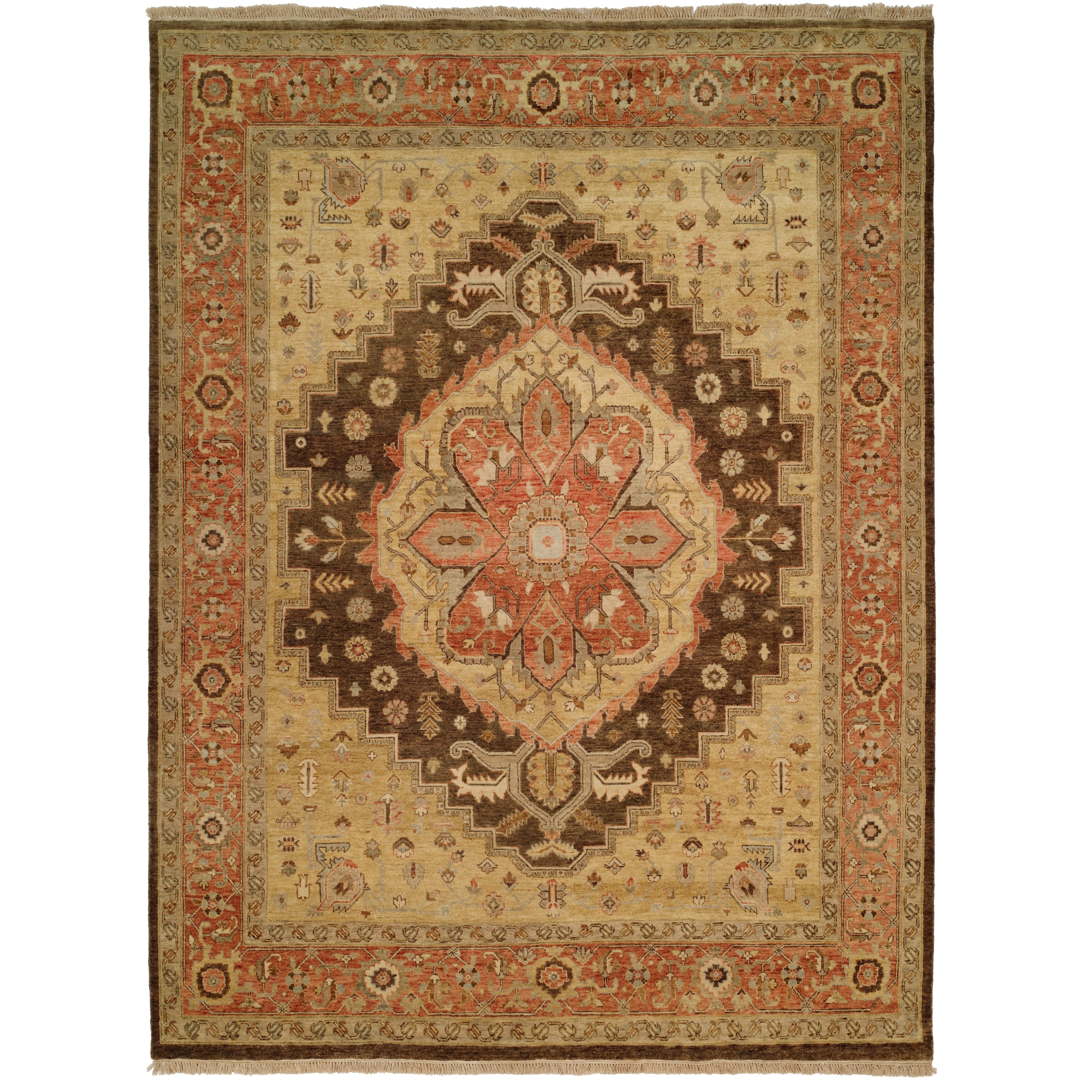 KALATY Traditional Multi-Colored Hand-Knotted Wool Area Rug
