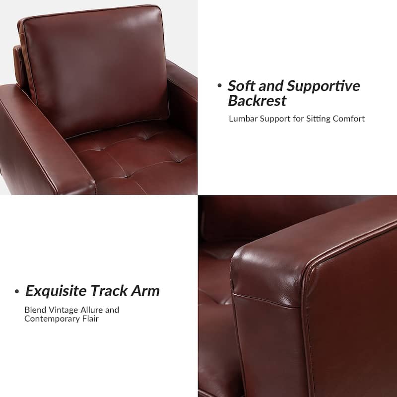 Elizabeth Mid-century Genuine Leather Arm Chair Set of 2 by HULALA HOME