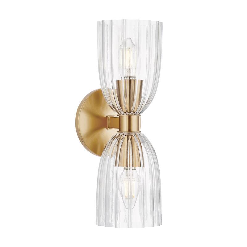 Bellevue SHWS77618 Meridian 2 Light 14" Tall Bathroom Sconce with - Natural Brass