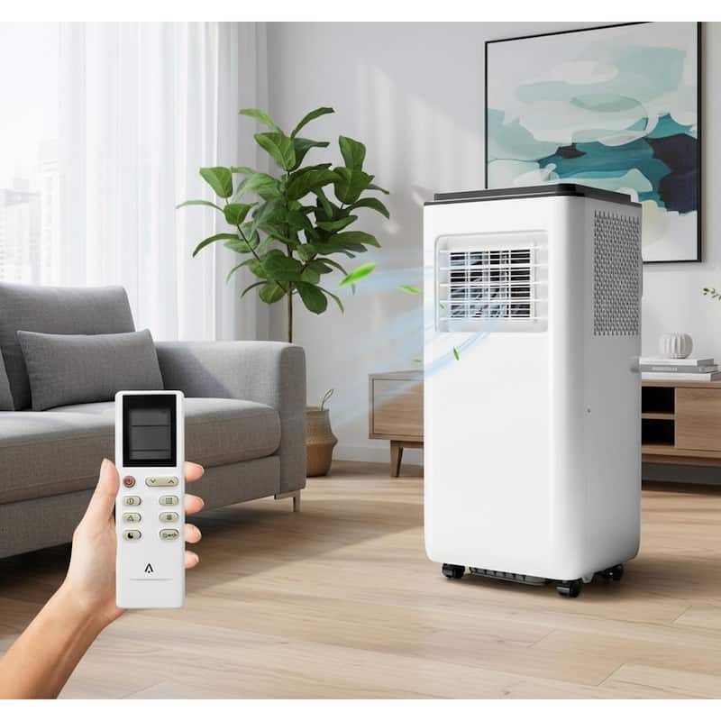 8000 BTU Portable Air Conditioner, Fast Cooling to 350 Sq Ft, with Remote Control - White