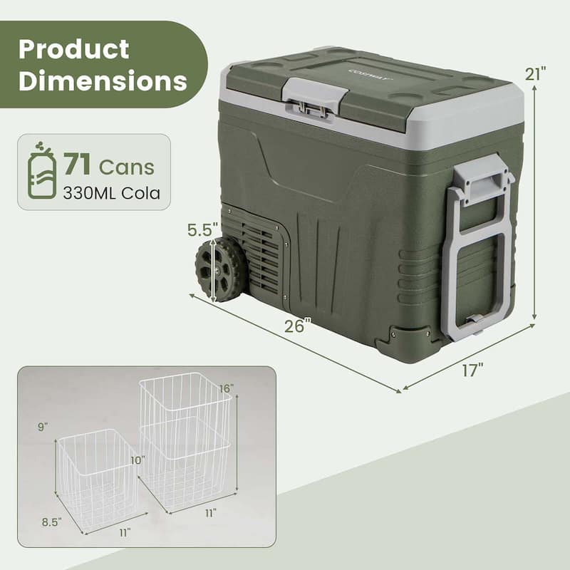 37/53 QT Portable Car Fridge 12 Volt Car Refrigerator w/ Wheels - 53 QT