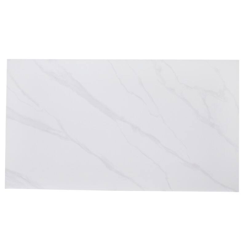 Zayle Rectangular Dining Table with Glass/Sintered Stone Tabletop in Steel