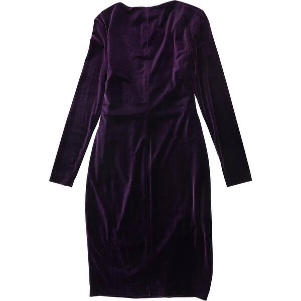 ralph lauren purple velvet dress Ralph Lauren Womens Velvet Surplice Dress,, Purple, 2 - Bed Bath & Beyond