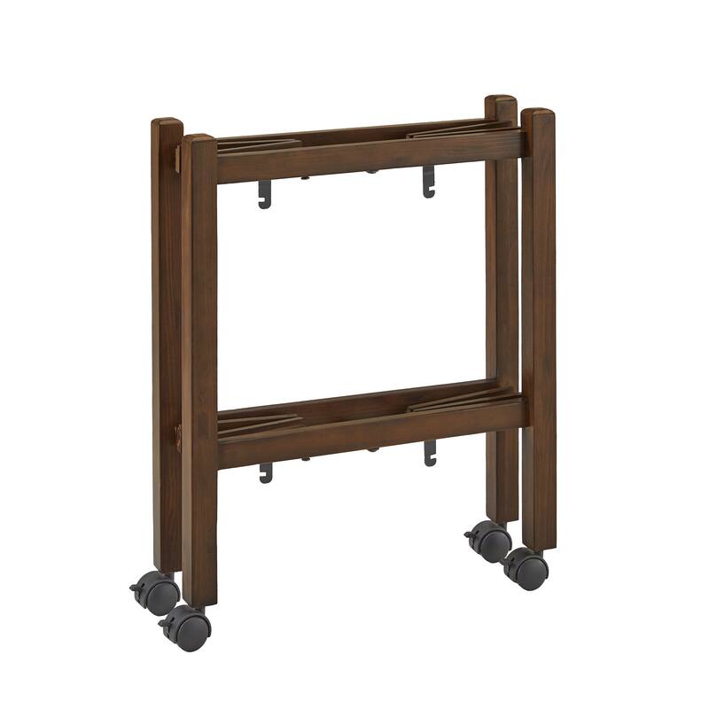 Dolores Wood Finish Folding Bar Cart with Two Detachable Trays by iNSPIRE Q Modern