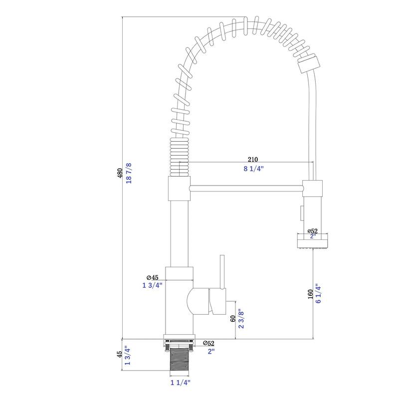 Single Handle Deck Mounted Spring Neck Pull Down Kitchen Faucet