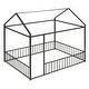 preview thumbnail 6 of 54, Kids Playhouse Bed, Metal House Bed Frame with Roof & Fence, Floor Bed for Kids Gilrs Boys