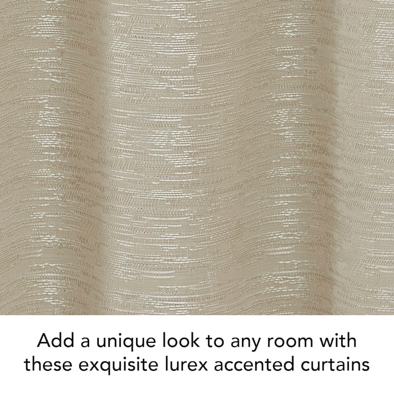 Creative Home Ideas Melinda Lurex Jacquard Back Tab Window Curtain Panel Pair with Tiebacks