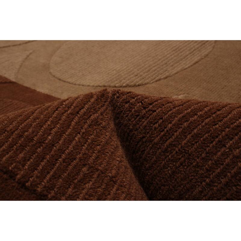 ECARPETGALLERY Hand Tufted Timeless Brown Wool Rug - 5'6 x 7'6