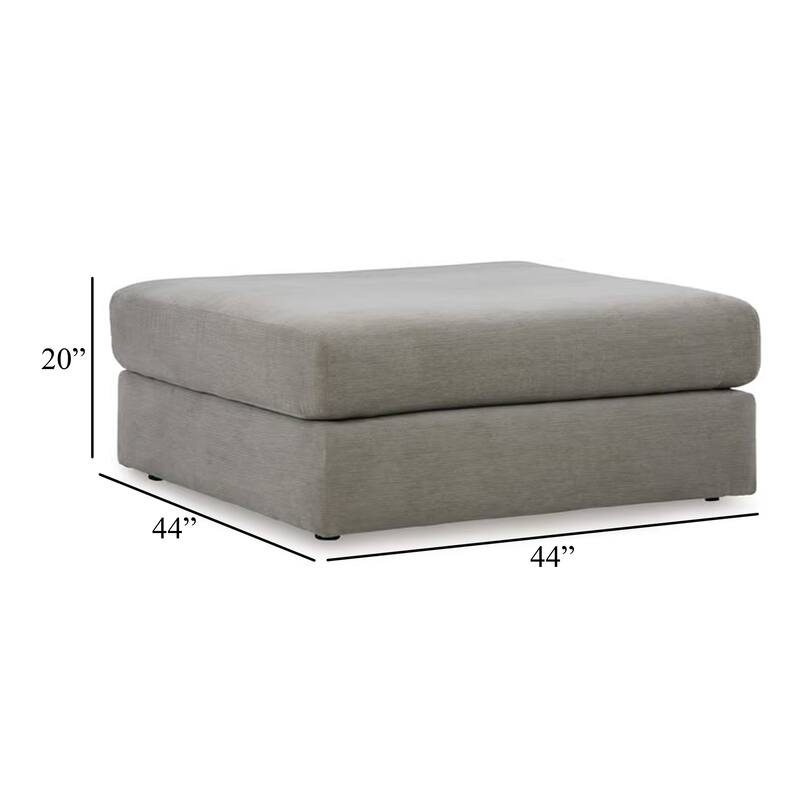 Aval Oversized Accent Ottoman, 44 Inch Square Ash Gray Polyester