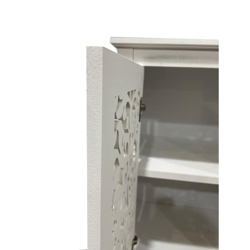 Sideboard Buffet Cabinet with 3 Carving Doors, Storage Cabinet with Shelves, Accent Cabinet with Solid Wood Legs