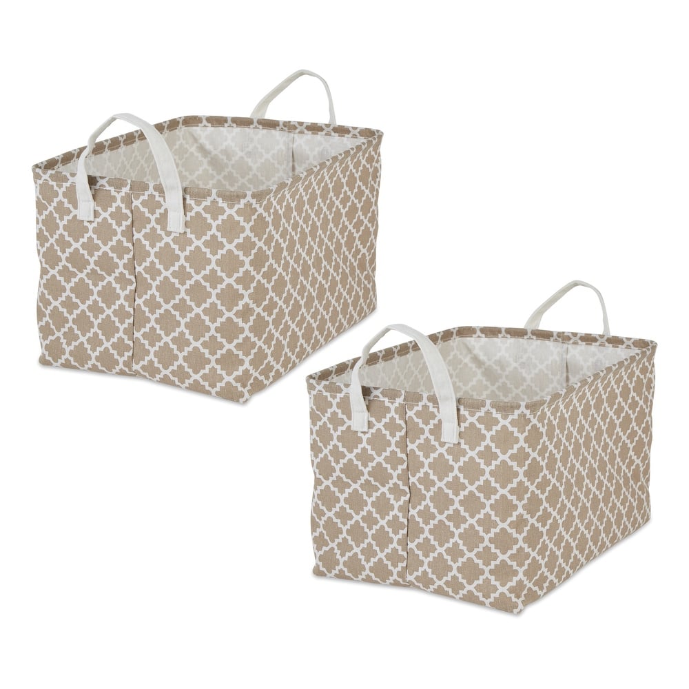 Cotton Polyester Laundry Bin Lattice Rectangle (Set of 2)