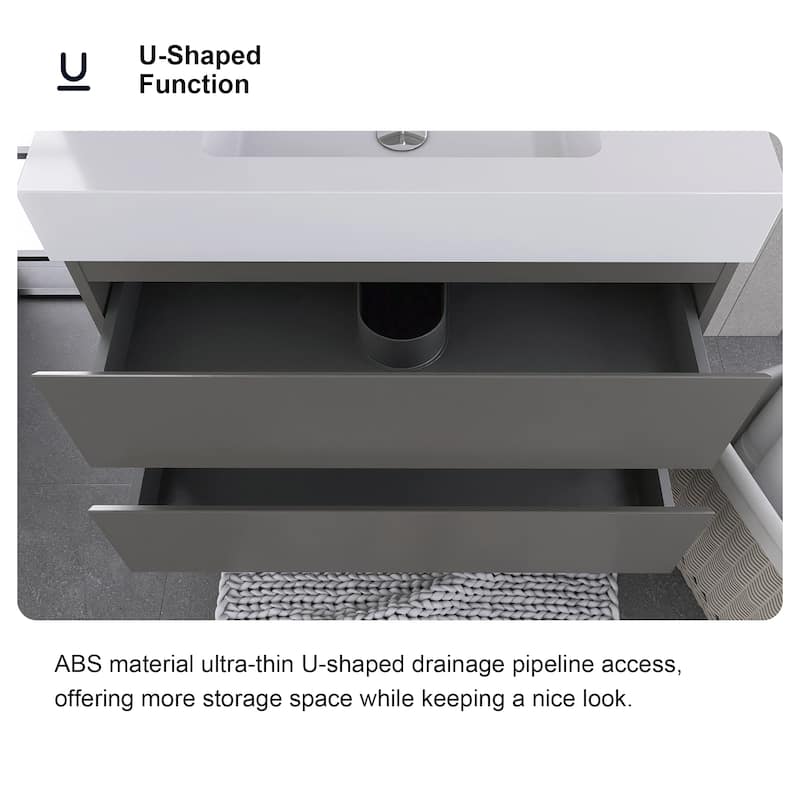 Floating Bathroom Vanity with Solid Surface Top