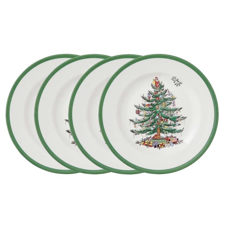 Spode Set of 4 Christmas Tree Plates - 8-Inch - Salad Plates