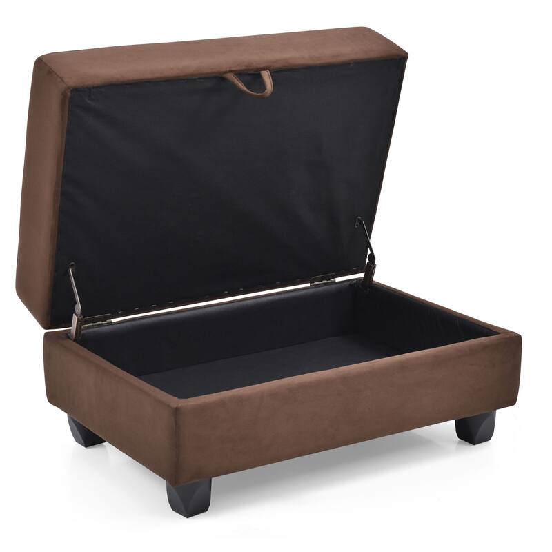 Micro-suede Button Tufted Storage Ottoman