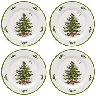Spode Set of 4 Christmas Tree Melamine Dinner Plates - 11" D