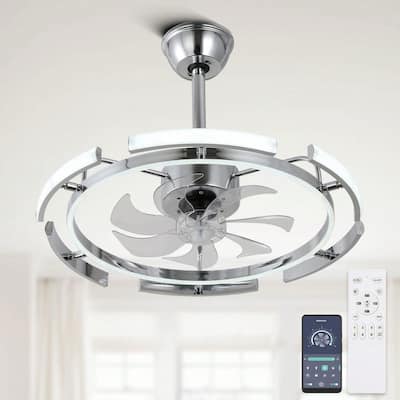 Cusp Barn 24 Inch Modern DIY Ceiling Fan with Dimmable LED Light, Silent DC Motor, 3 Color Changing Light Fixtures for Bedroom