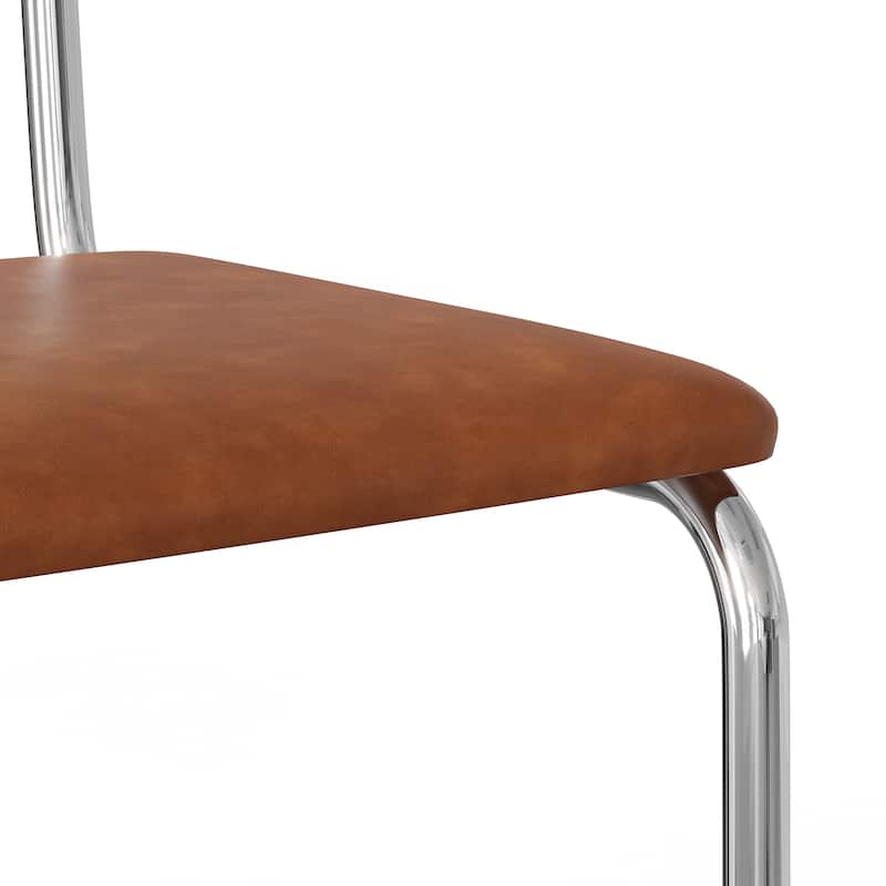 Hayward Cane Back Vegan Leather Side Chair Chrome Frame (Set Of 2)