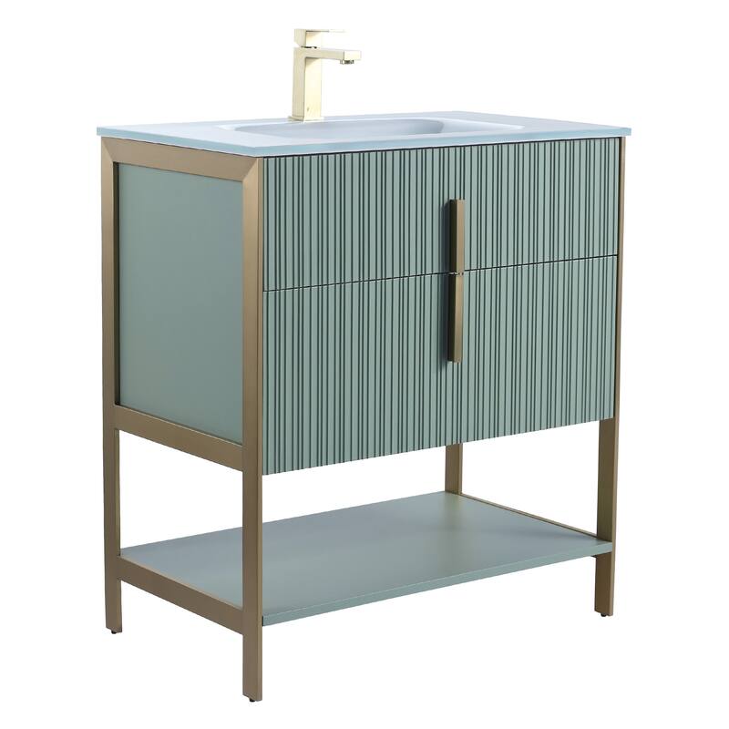 Fine Fixtures Serenity Modern Bathroom Vanity with White Glass Top