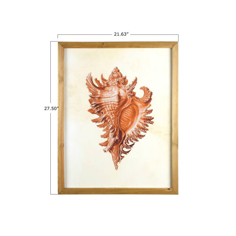 Wood Framed Wall Art with Shells & Coral