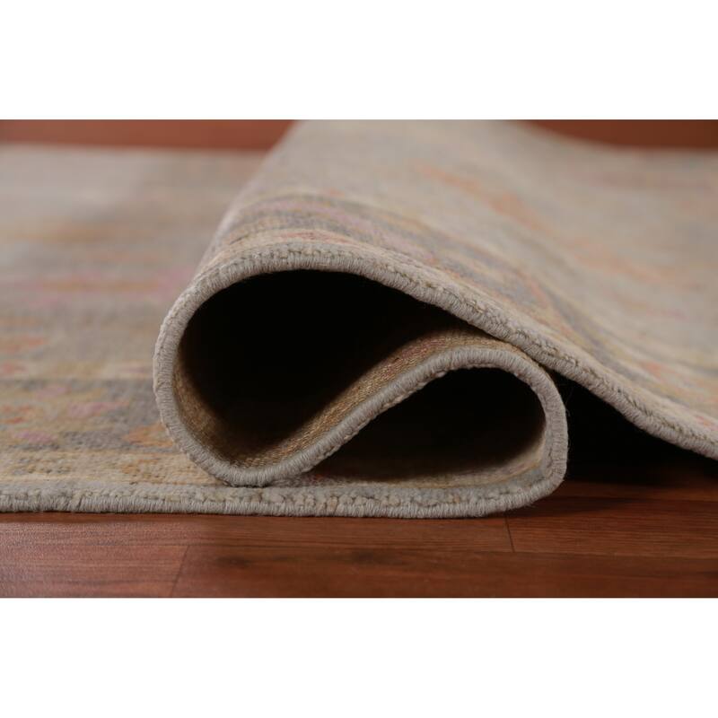 Hand Knotted Oriental 100% Wool Carpet Transitional All-Over Greys & Charcoal Oushak Area Rug - 8' 10'' X 5' 10''