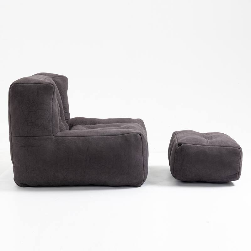 Fluffy Bean Bag Chair Soft Lazy Sofa Chair with Ottoman