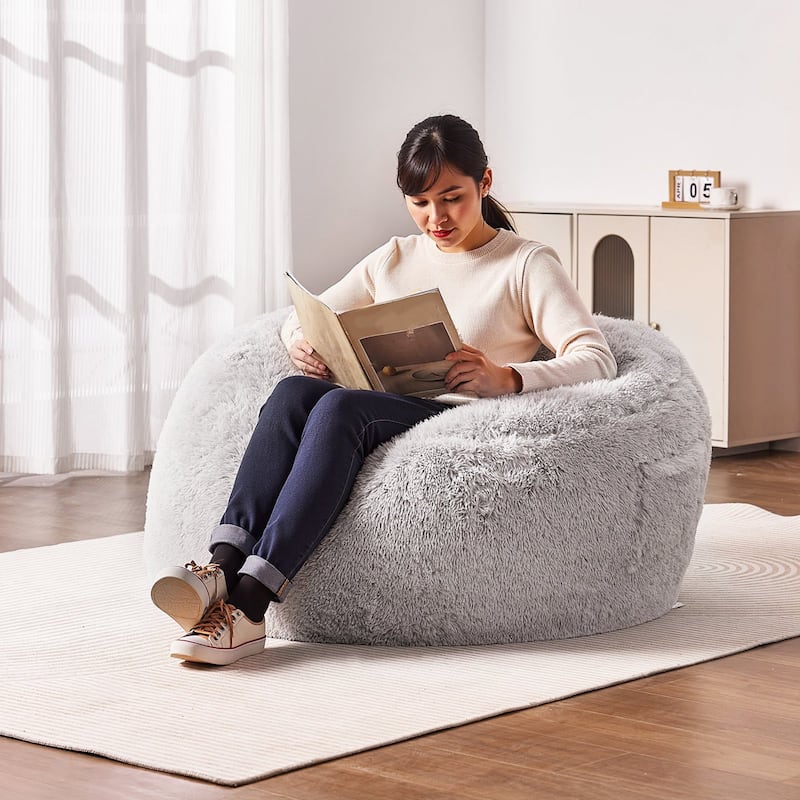 Convertible Bean Bag Chair Bed for Adults and Kids in Grey Color - Full Size And Convertible