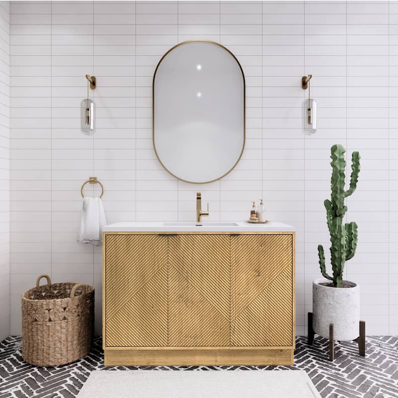 Milano 48" Freestanding Bathroom Vanity with White Acrylic Sink