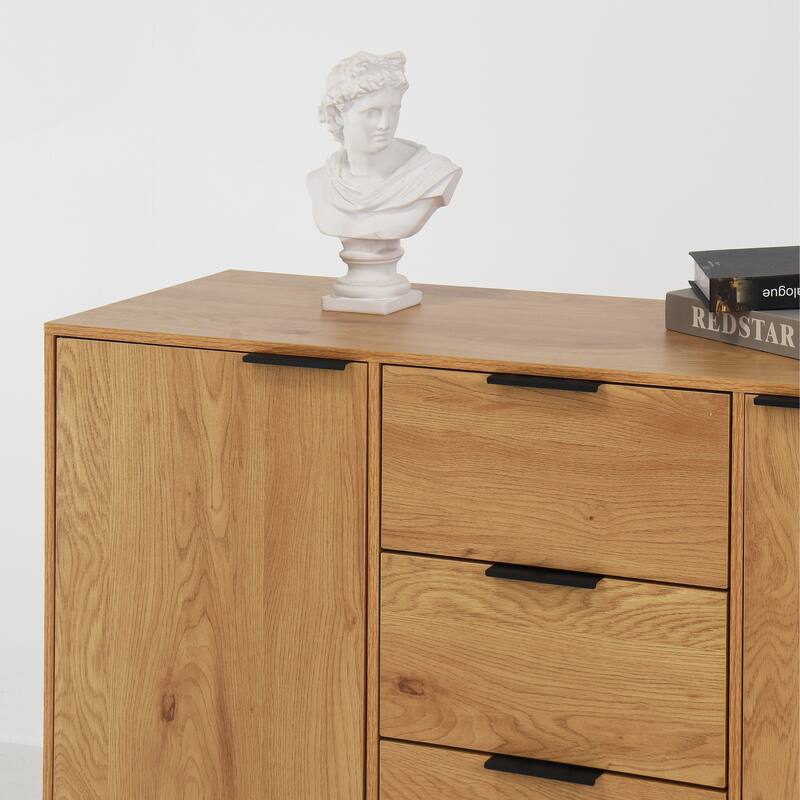 Sideboard Buffet Cabinet with Storage, Wood Coffee Bar Cabinet, 47.2" Kitchen Cabinet with 3 Drawers & 2 Doors,